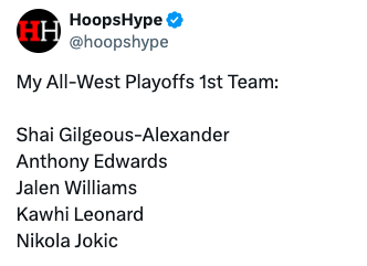 星空体育-👀美媒评西部季后赛一阵：亚历山大、杰威、爱德华兹、小卡、约基奇